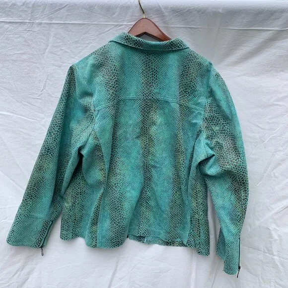 90’s Dialogue Snake Skin blue Jacket Size 2XL - Picture 2 of 3